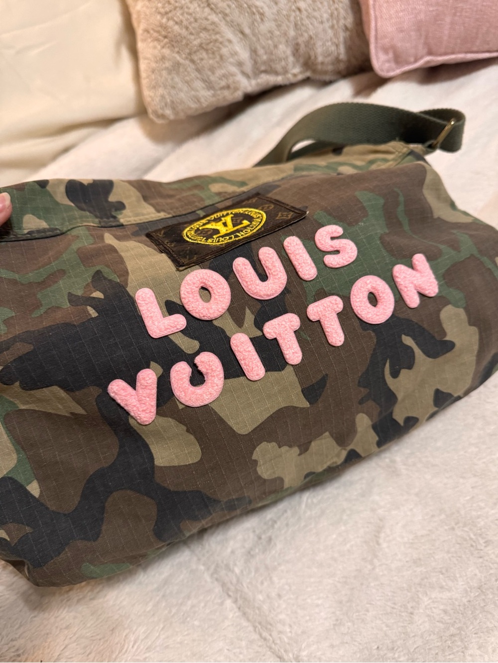 Designer-Inspired Camouflage Hobo Bag - Green & Brown